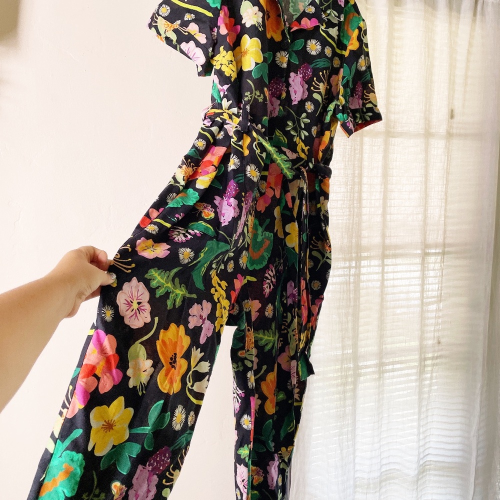 Linen floral jumpsuit OBUS AU size 20 - Colorful fun short sleeve jumpsuit - Picture 6 of 8